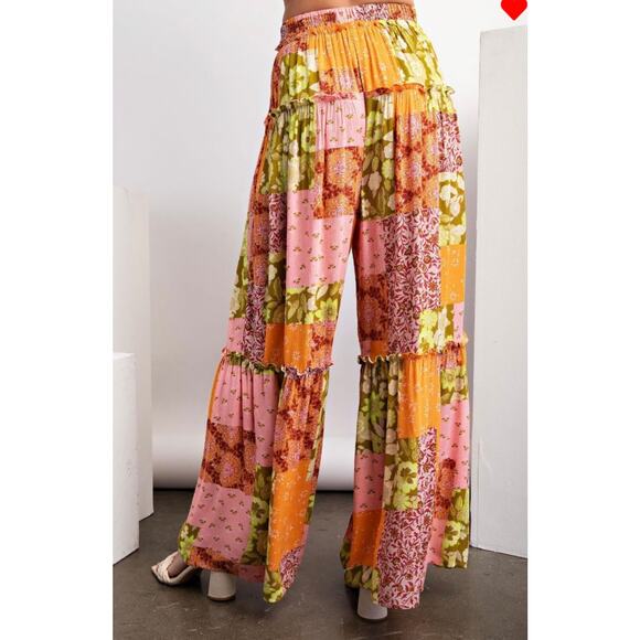 Easel Print Rayon Gauze Palazzo Pants - Plus Size 1X - 3X - Picture 5 of 5